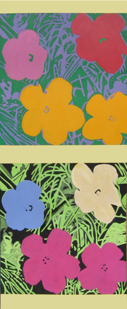 Panel with copy of Warhol's Flower series